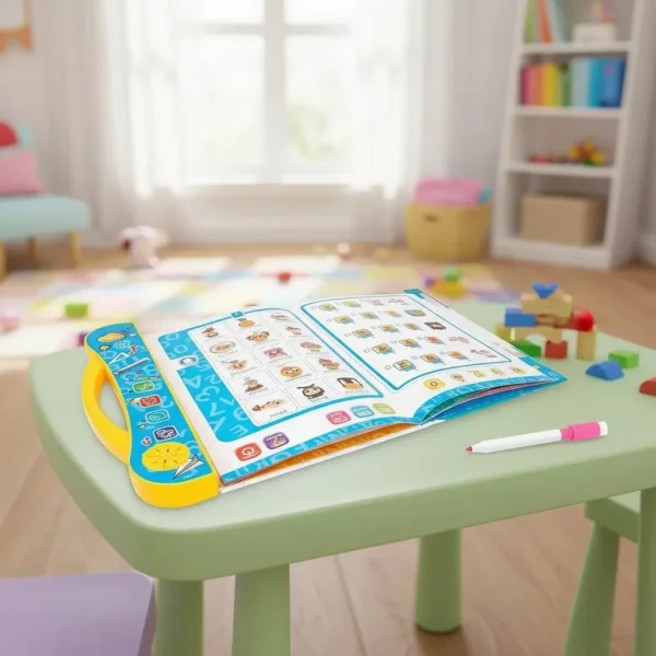 Libro Didactivo Interactivo Tactil Bilingüe Con Sonido Niños Celeste