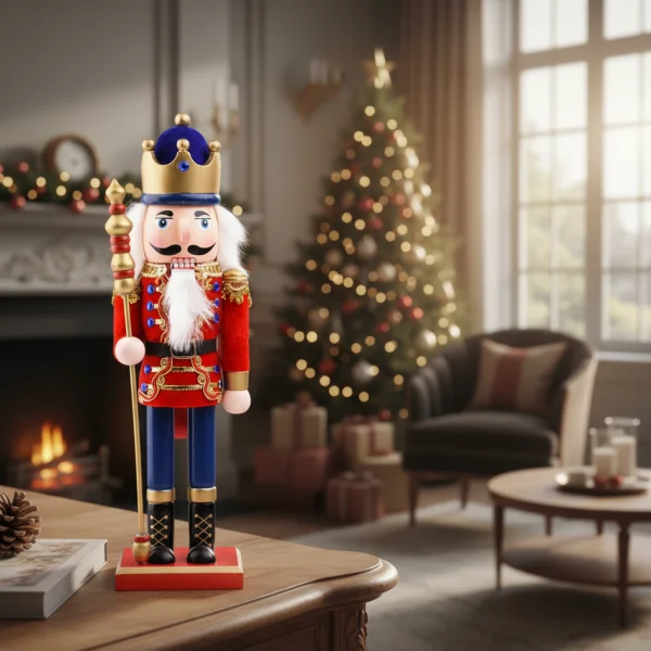 Cascanueces Soldado De Madera 38 Cm Adorno Navidad Madera Rojo