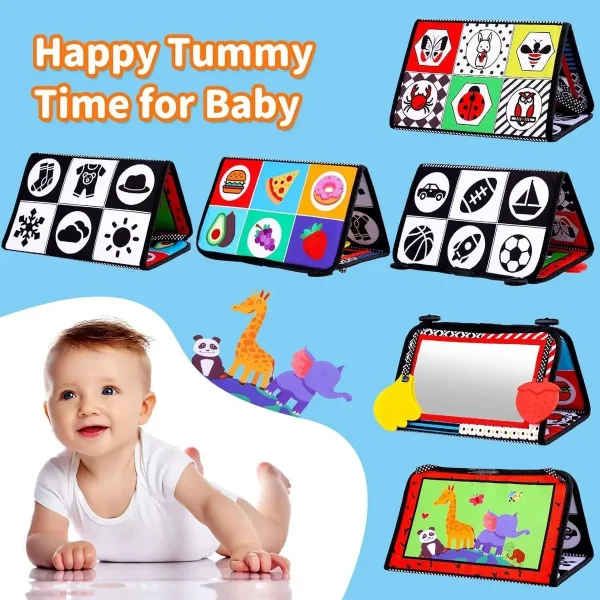 Juguete Montessori Bebe Libro Tela Tummy Time Espejo