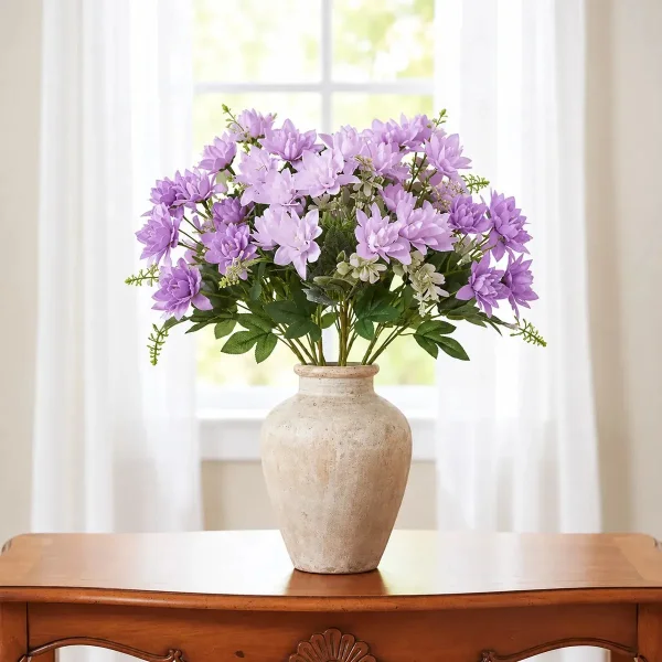 Ramo De Flores Artificiales Dalia 30cm Deco Hogar Pack X3 Lila