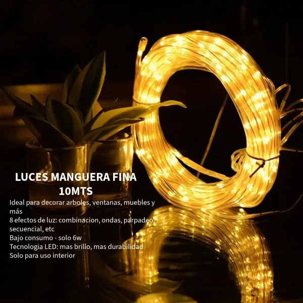 Manguera Tira Fina Led 10 Metros Luces Navidad Iluminación