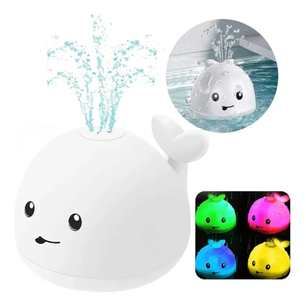 Juguete Baño Bebe Ballena Lanza Agua Luces Led Bañera Tina Blanco