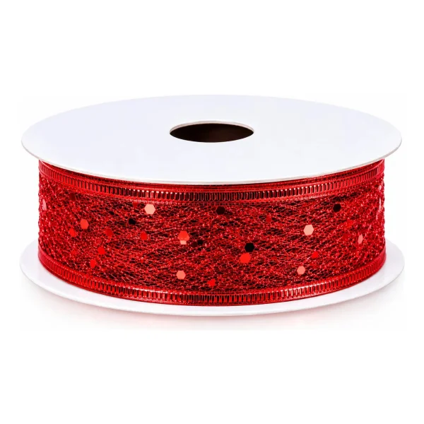 Cintas Navideñas Metalizadas Con Brillo 2,5cm 2.7m Adornos Rojo