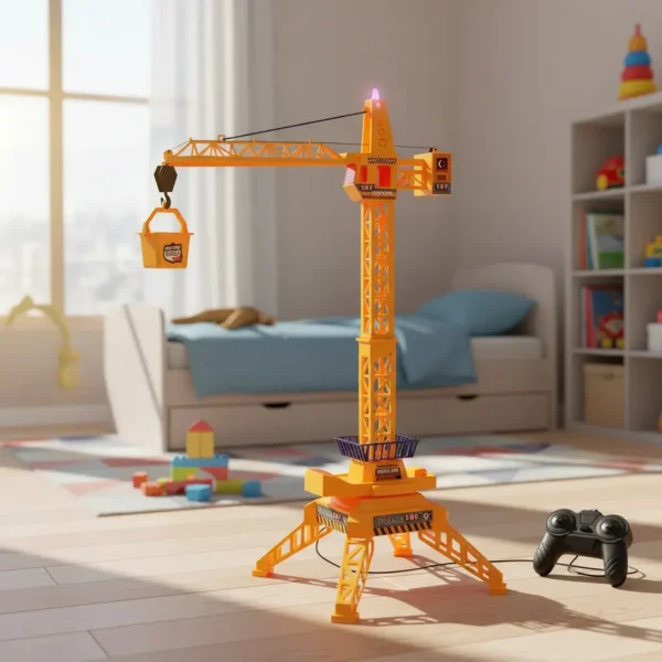 Grua Torre A Control Remoto Cable Luz Sonido Juguete Niños Naranja