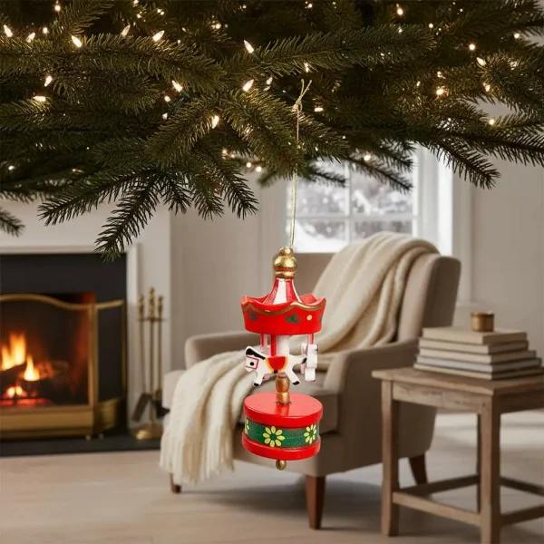 Set Adornos Carrusel Colgante Navideño Decoración Pack X6 Rojo
