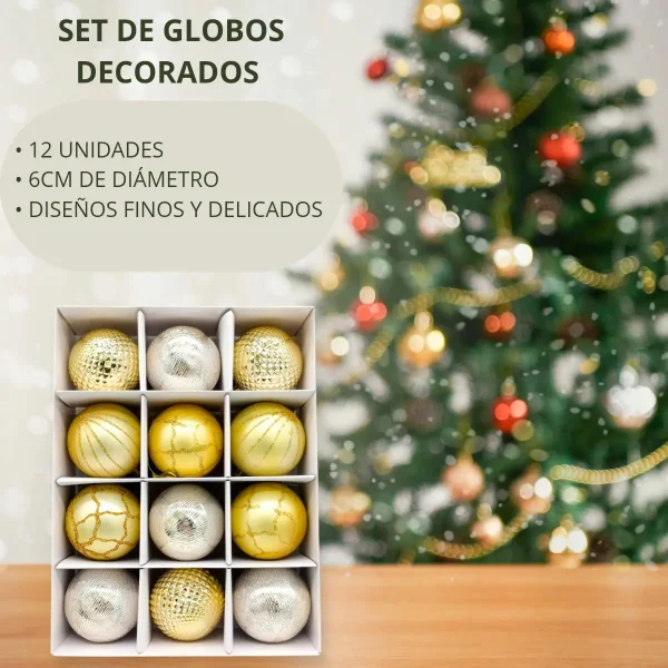Navidad Adornos Bolas Navideñas Decoradas 6cm X48 Decoración