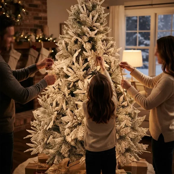 Arbol De Navidad Fabesa Pino Nevado Flock 1.80mts Base Metal Nevado