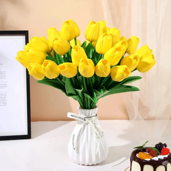 Tulipan Artificial Flores Artificiales Decoracion Ramo X5