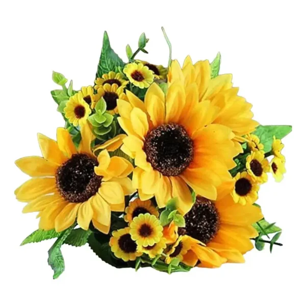 Ramo Girasol Flores Artificiales 30cm Decoracion Pack X4 Amarillo
