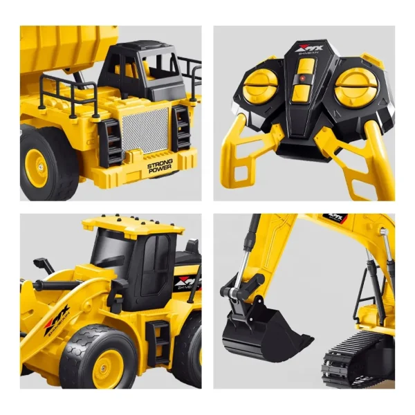 Excavadora Grua Rc 1:24 Recargable A Control Remoto Con Luz Naranja