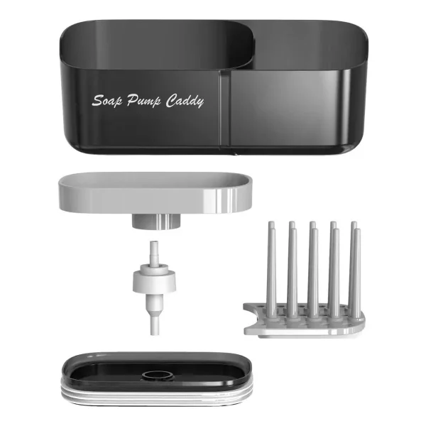 Organizador Dispenser Bacha 3 En 1 Escurridor Cocina Esponja Negro
