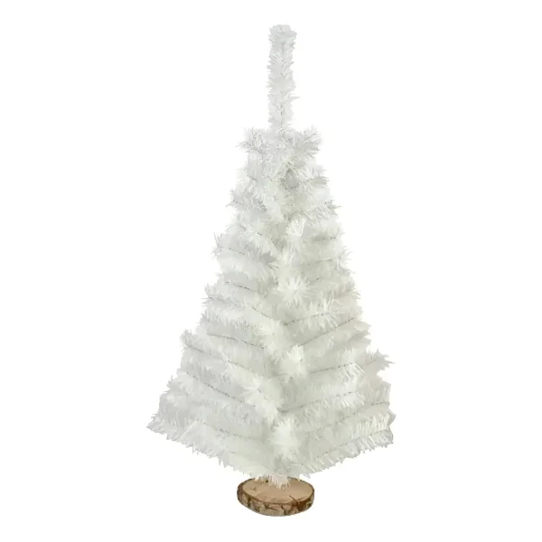 Arbol De Navidad Blanco 80cm Base Tronco Natural Mini Pino