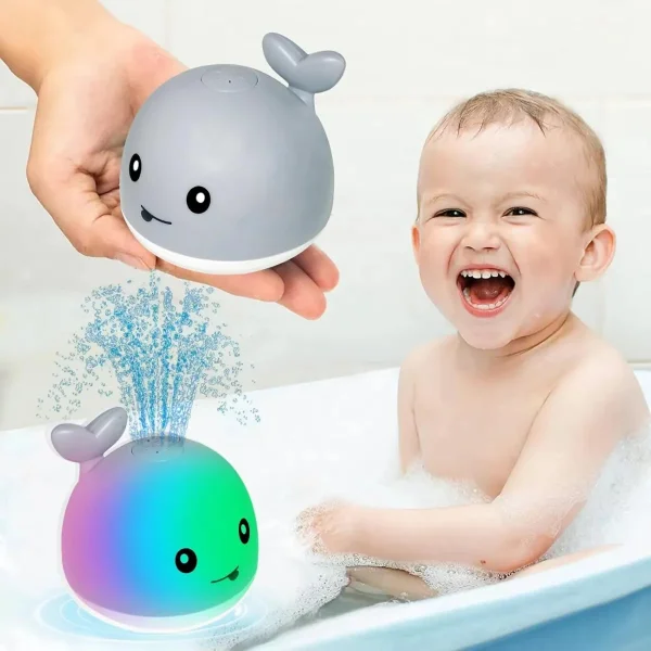 Juguete Baño Bebe Ballena Lanza Agua Luces Led Bañera Tina Blanco