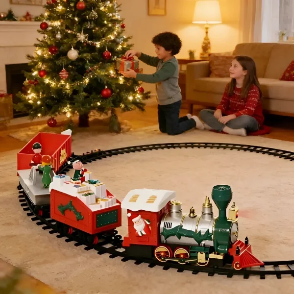 Pista Tren Navideño Xl Luz Y Sonido Locomotora Gigante
