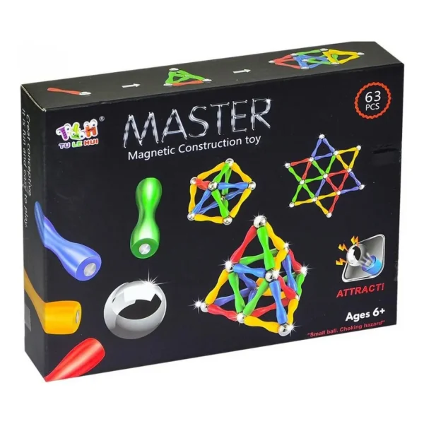 Juego Magnético 3d Construcción Bloques 63 Piezas Imanes 63