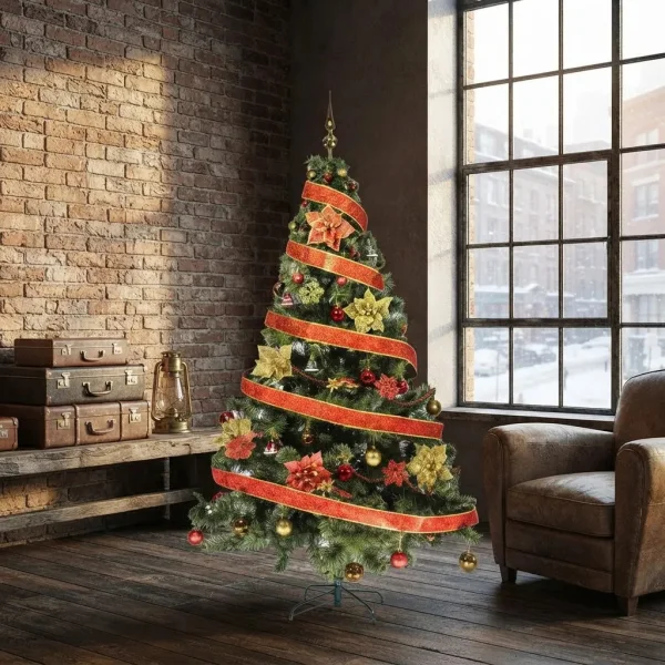 Arbol Navidad Tronador 1,80mts + Kit 60 Rojo Oro Cybermonday Verde