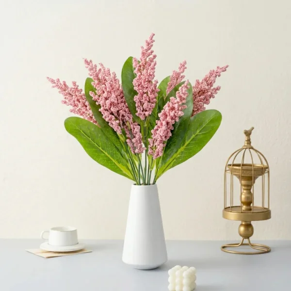 Flor Artificial Ramo Lavanda Astilbe Decoración Hogar 40cm Violeta