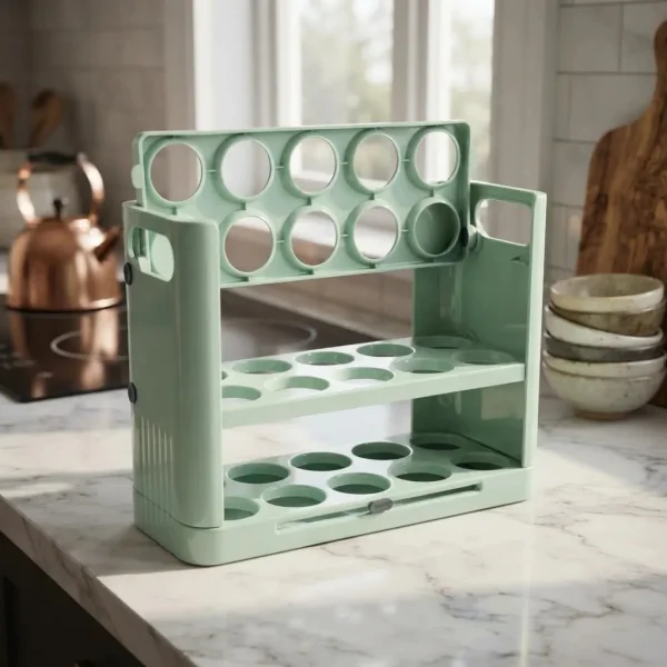 Huevera Organizador 3 Niveles Porta Huevos Heladera Mesada Verde Claro