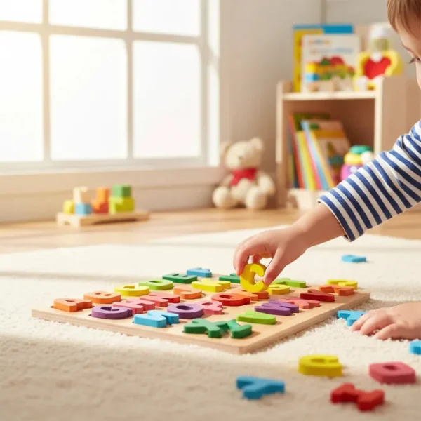Juguete Didactico Madera Letras Abecedario Puzzle Colores