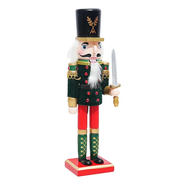 Cascanueces Navideño De Madera Soldado 30cm Adorno Navidad Verde