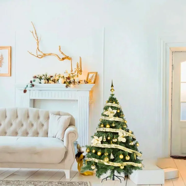 Arbol Navidad Montañes Deluxe 1.30mts Decoración Oro
