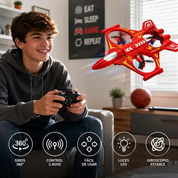 Drone Avión Rc Giro 360° Control Remoto Juguete Niños Azul