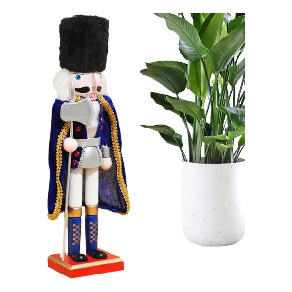 Cascanueces Soldado Adorno De Madera 38 Cm Navidad Azul