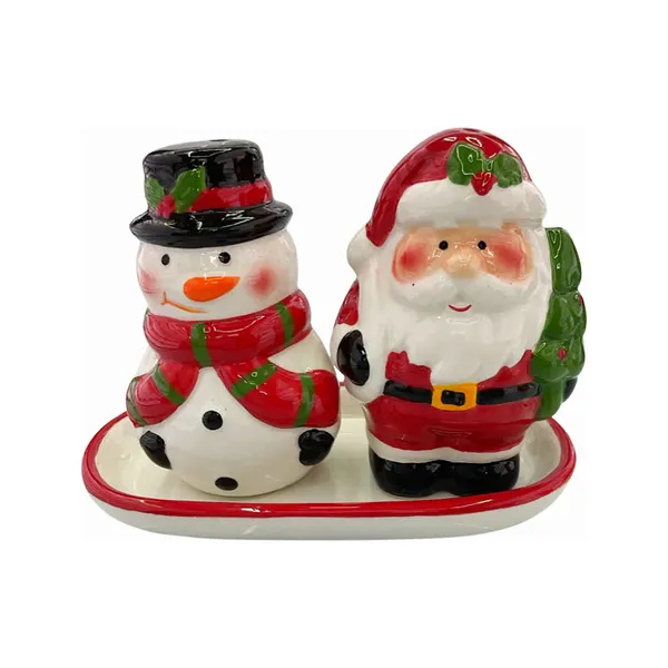 Juego De Salero Y Porta Escarbadientes Ceramica Navideño
