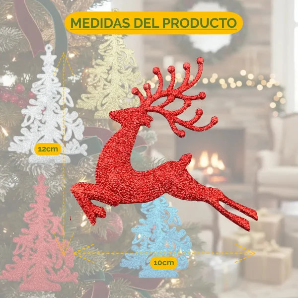 Set X4 Adorno Colgante Reno Navideño Deco Arbolito Navidad