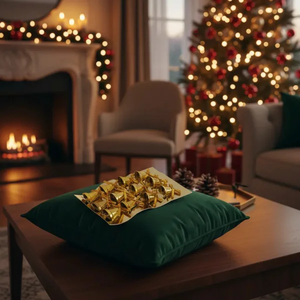 Adorno Decoración Árbol De Navidad Campana Colgante X12 Oro Campana Colgante
