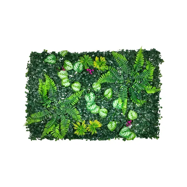 Jardín Vertical Cesped Artificial Flores Muro Verde 40x60cm