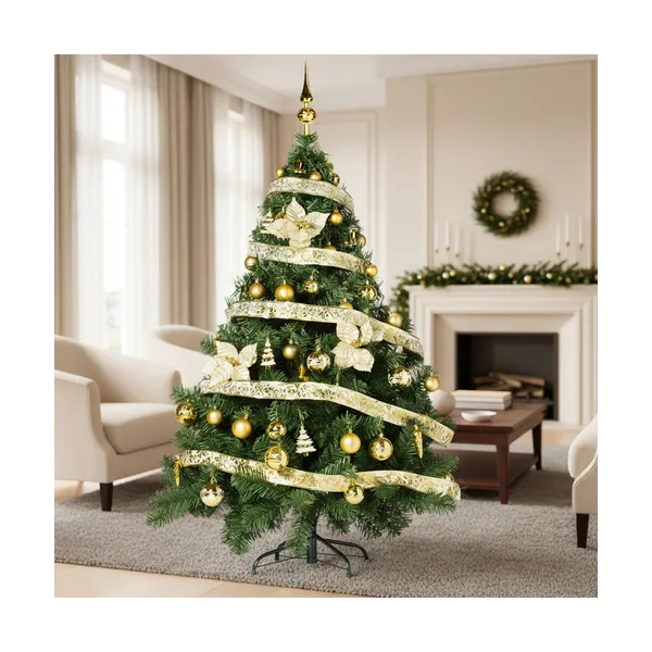 Arbolito Navidad Montañes Deluxe 1.50mts Con Adornos Oro