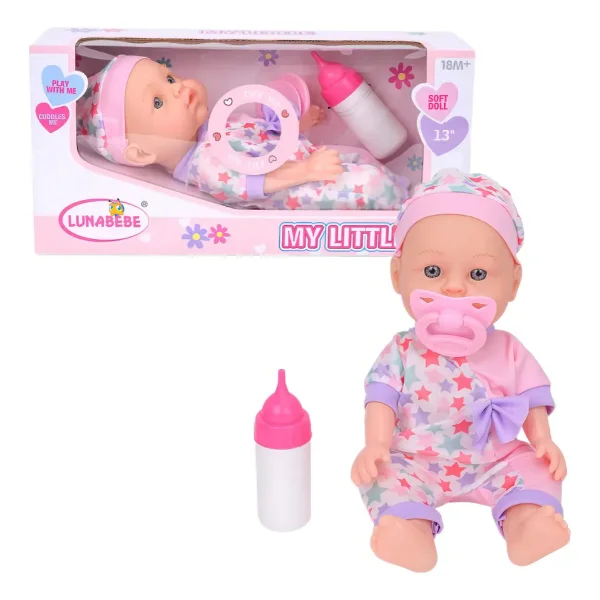 Muñeca Bebé Sonidos Incluye Chupete Y Mamadera 26 Cm