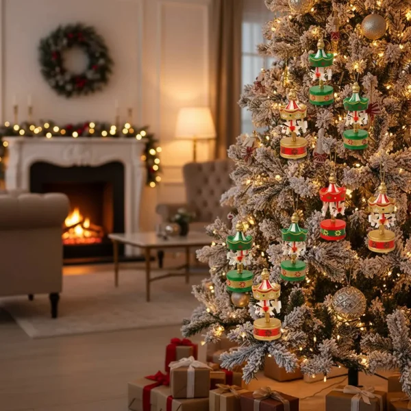 Set Adornos Carrusel Colgante Navideño Decoración Pack X6 Rojo