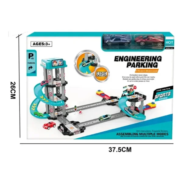 Pista Autos Garage 5 Niveles Rampas Circuito Juguete Niño Celeste