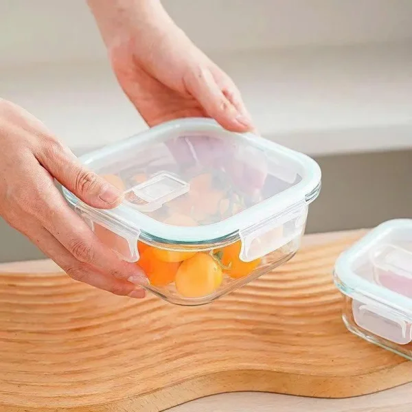 Taper De Vidrio Hermético Microondas Horno Freezer 390ml Transparente