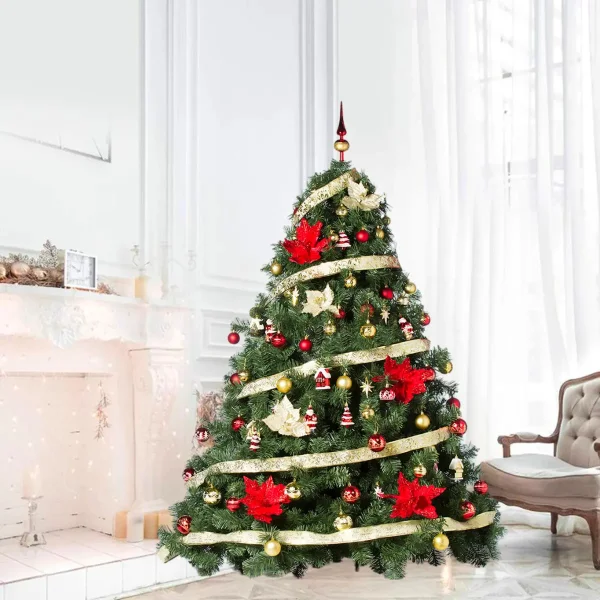 Arbol de Navidad Extra Lujo Patagonia 1,80mts Adornos Rojo Oro