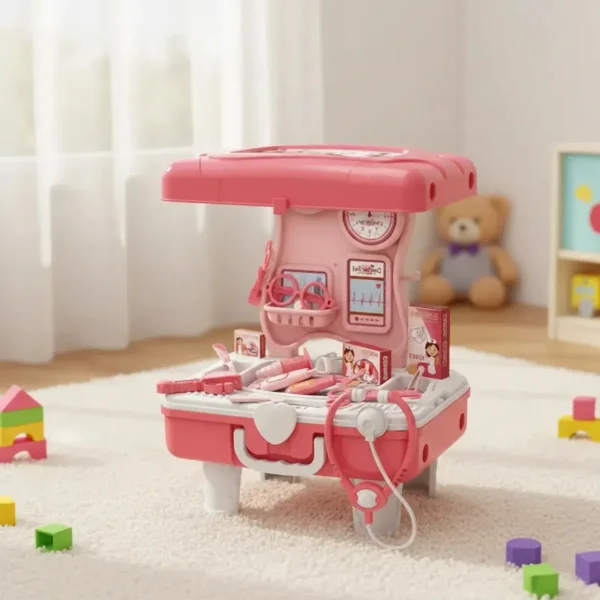 Valija Maletín Doctor Infantil Con Ruedas Set Juego De Rol Rosa