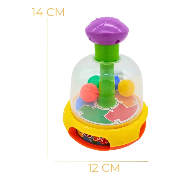 Juguete Didactico A Presion Con Pelotitas Para Bebe Color Amarillo