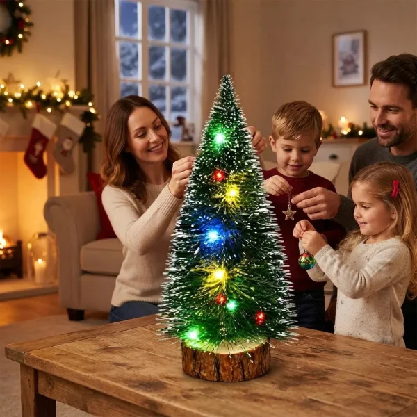 Arbolito De Navidad Con Luces Led Adorno Navidad Deco 20cm Verde