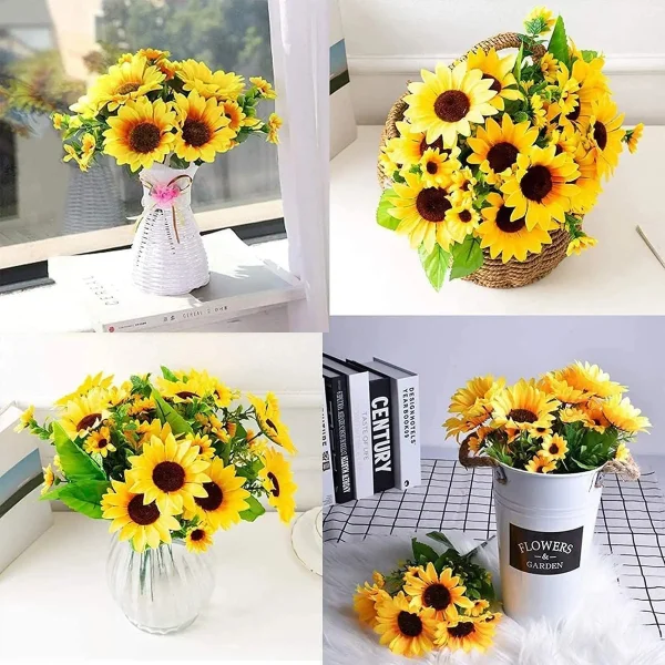 Ramo Girasol Flores Artificiales 30cm Decoracion Pack X10 Amarillo