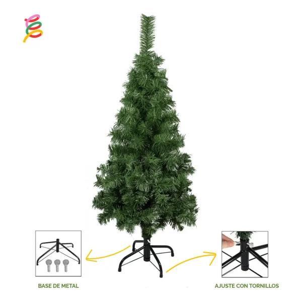 Árbol De Navidad Tronador Slim Verde 1.20mts Base Metal