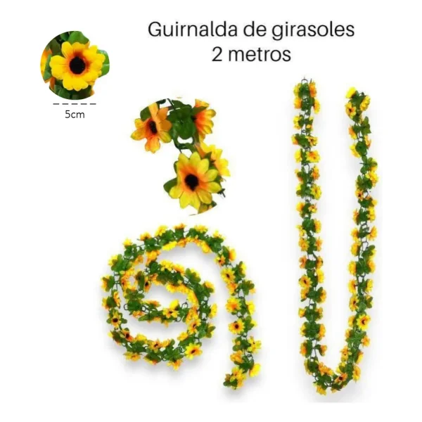 Enredadera Jardin Vertical Guirnalda Girasoles 2m Pack X3 Verde