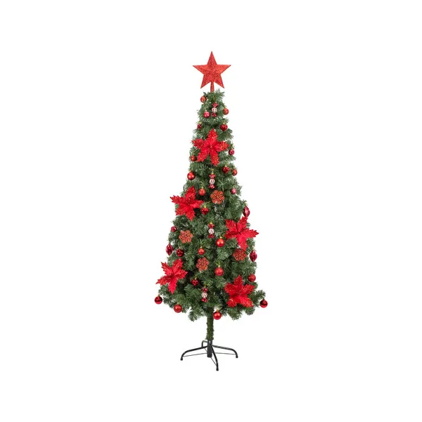 Arbol De Navidad Decorado Slim Verde 1,80mt + Kit Decoracion