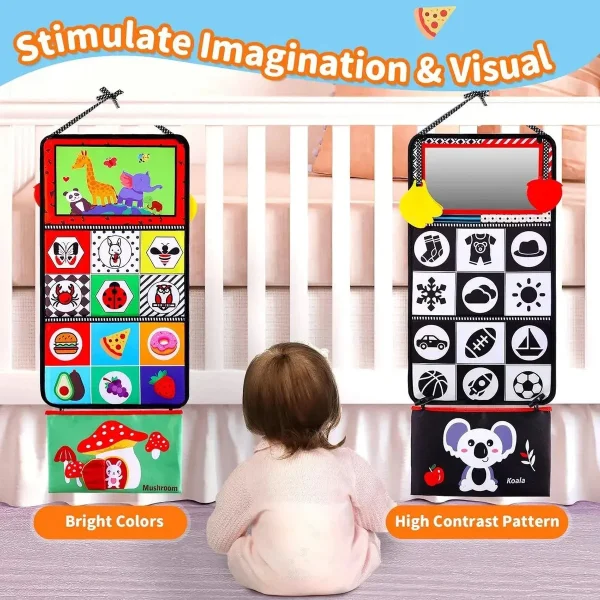Juguete Montessori Bebe Libro Tela Tummy Time Espejo