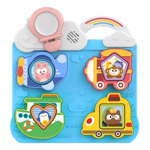 Tablero Interactivo Encastre Bebé Montessori Luz Sonido Celeste