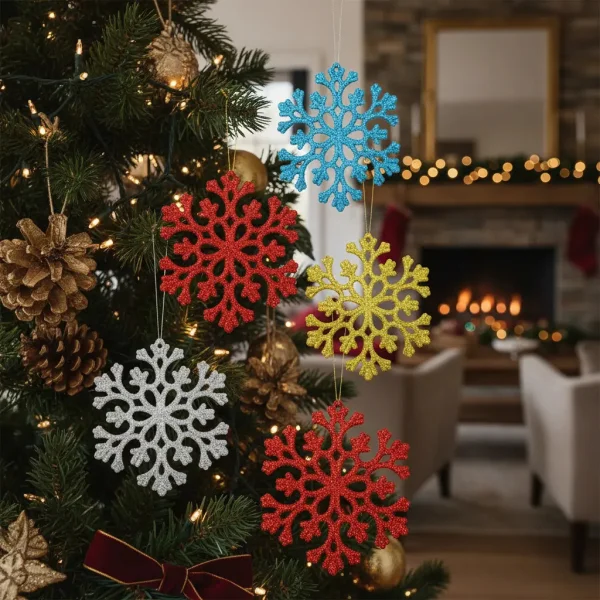 Adorno Colgante Copo De Nieve Decoración Arbol Navidad X10u