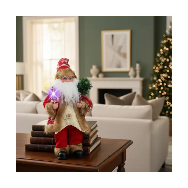 Papa Noel 35cm Muñeco Navideño Decoracion Con Luz Y Sonido