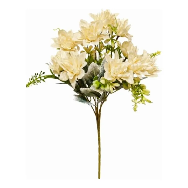 Ramo De Flores Artificiales Dalia 30cm Deco Hogar Pack X6 Crema