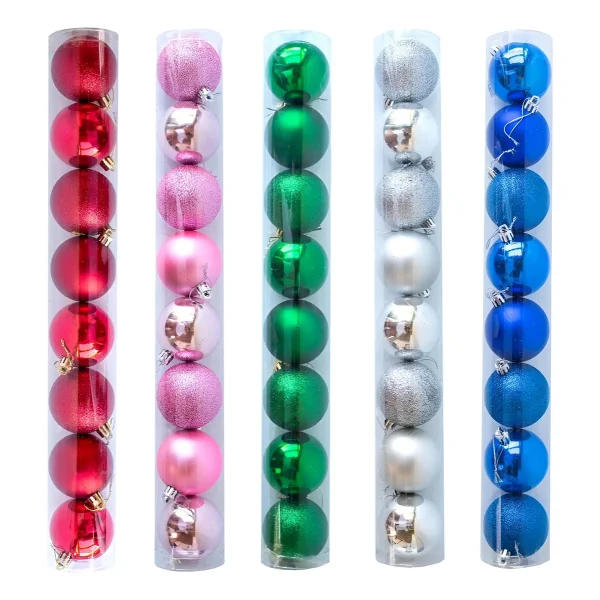 Adornos Navideños Premium Tubo Bolas De Navidad 6cm X45 Udes
